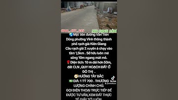 Mặt tiền Văn Tiến Dũng phường Vĩnh thông thành phố rạch giá Kiên Giang giá rẻ mua xây nhà vườn ở