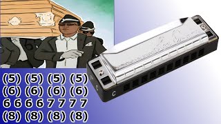 Video thumbnail of "COFFIN DANCE, HARMONICA (C DIATONIC), MEME ATAUD ARMÓNICA DIATÓNICA C, TUTORIAL, TABS"