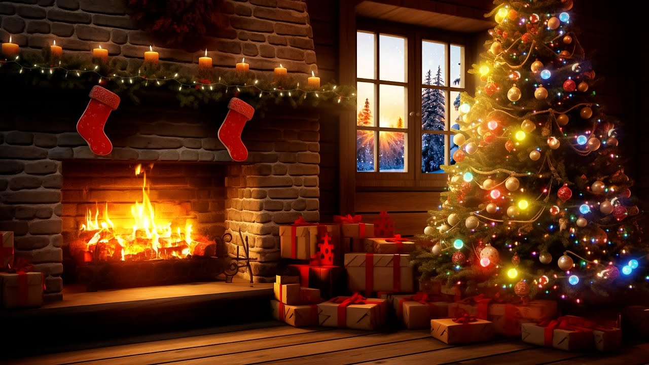 Christmas Fireplace 🔥 Relaxing Christmas Ambience 🎅🎄 Crackling ...