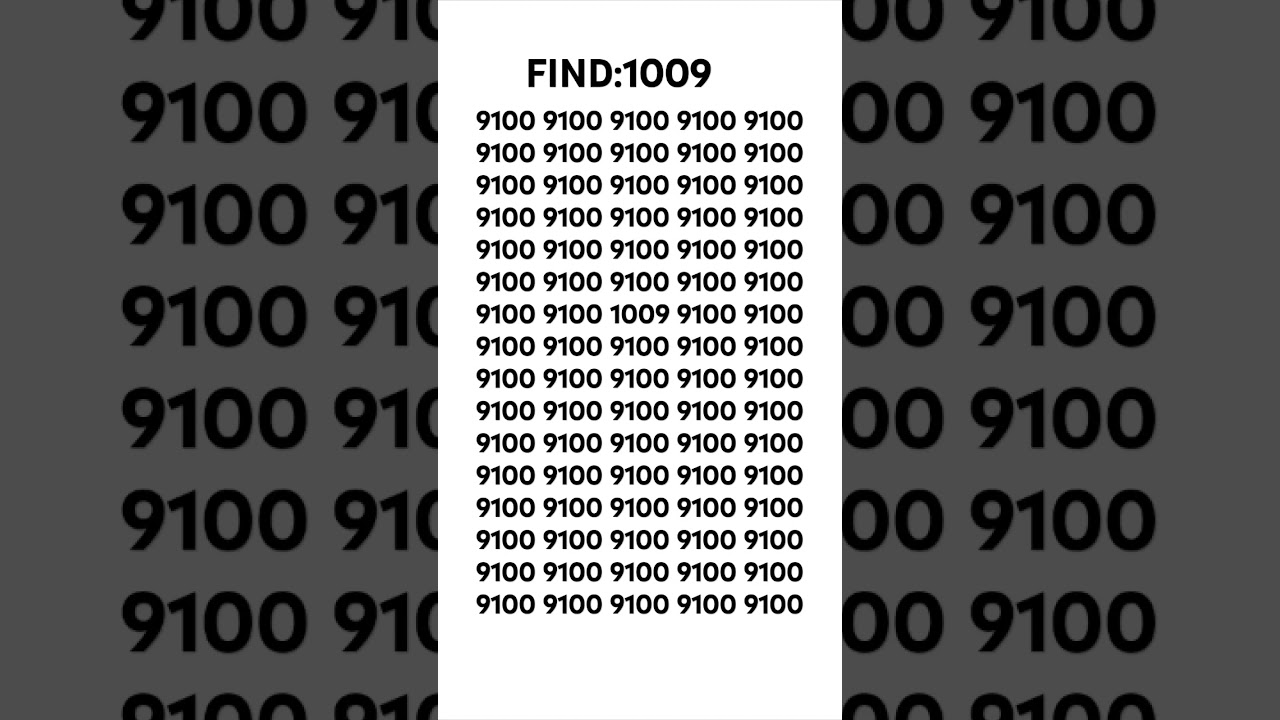 Optical illusion 😯🧠 IQ Test You have Your Eyes You Can Spot 1009 in 6 Seconds #ytshorts