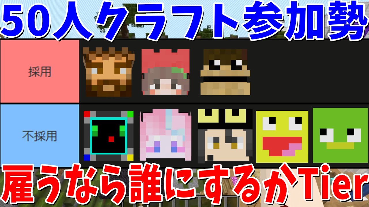 50人クラフト まとめ 50 Crafting Participants, I Made a Tier Chart to Decide Who to