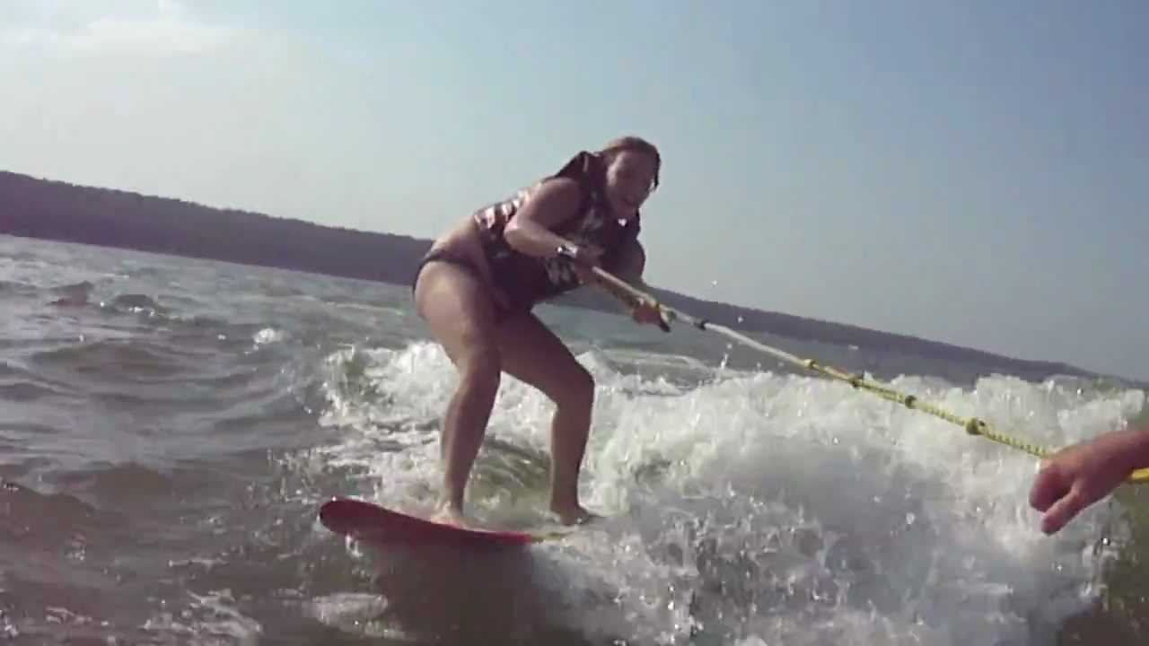 Jenny actually surfing