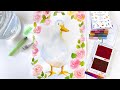 How to Paint a Cute White Duck with Rose Florals - Nursery Art or Greetings Card Waterbrush Tutorial