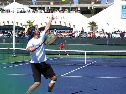 Juan Carlos Ferrero and Rafael Nadal practicing BNP Paribas Open 2010