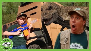 Build the Truck Box Fort to Escape the T-Rex! | T-Rex Ranch Dinosaur Videos