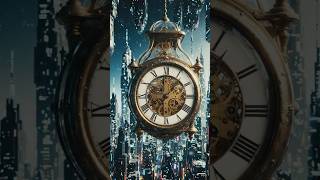 massive antique clock floating above a futuristic city #technology #hangingclock #ai #aistudio #ytai