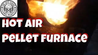 pellet furnace forced air by traeger hot air biomass unit central heating -  YouTube