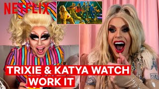 Drag Queens Trixie Mattel & Katya React to Work It | I Like to Watch | Netflix