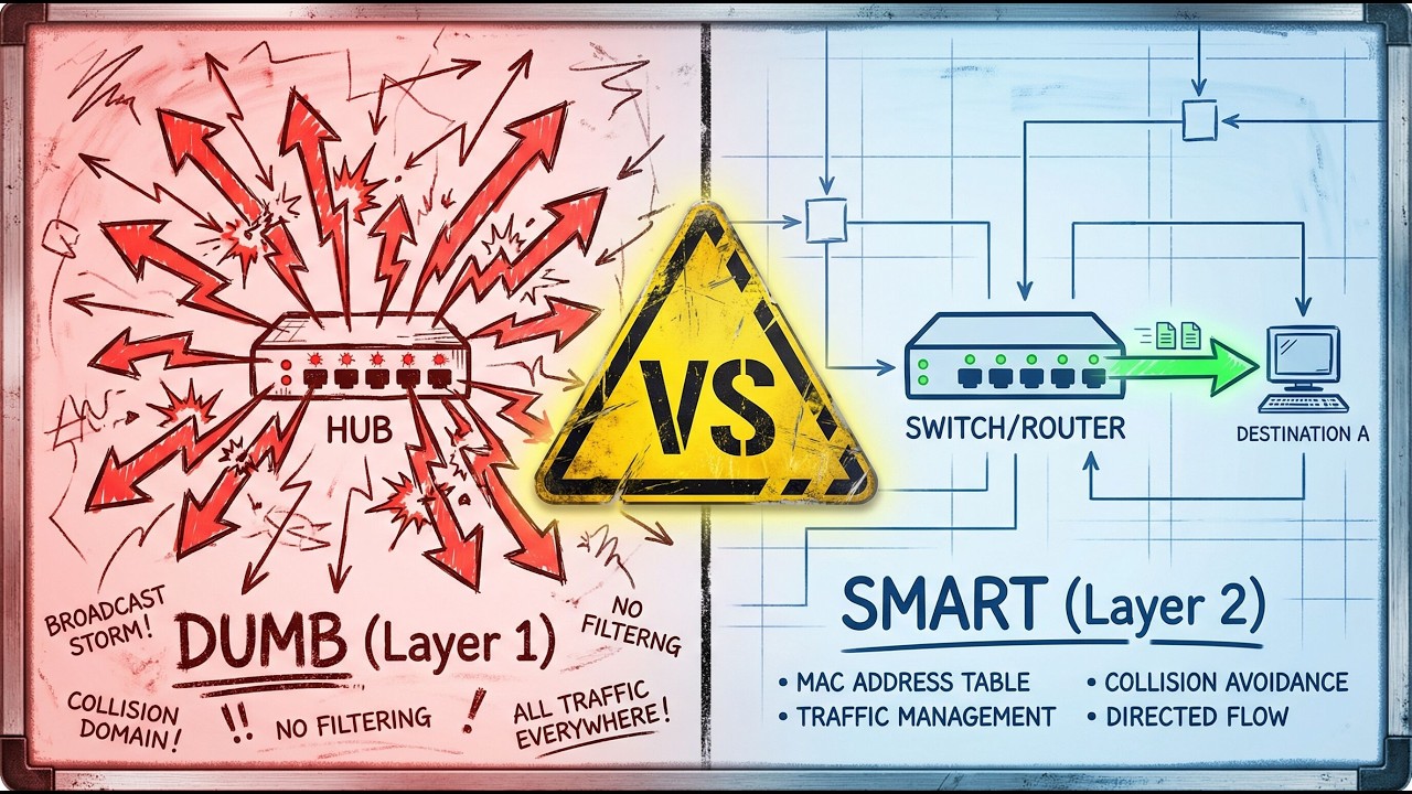 Dumb Hubs vs. Smart Switches: The Layer 1 vs. Layer 2 Showdown - YouTube