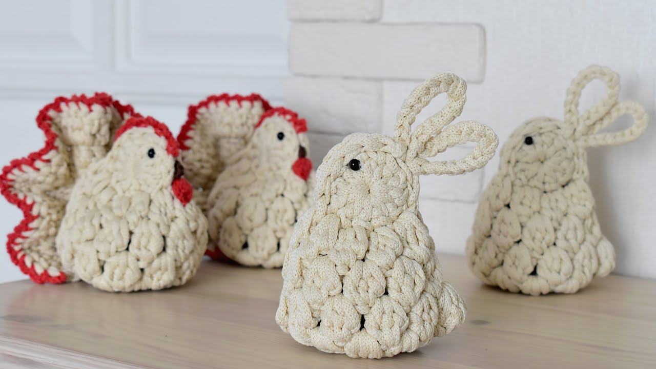 ВЯЗАНЫЙ ПАСХАЛЬНЫЙ ДЕКОР КРЮЧКОМ/ кролик крючком/ курочка крючком