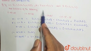 If U={1,2,3,4,5,6,7,8},A={3,4,5,6}and B={1,3,5,7}, then find each of the following : (i) A\
