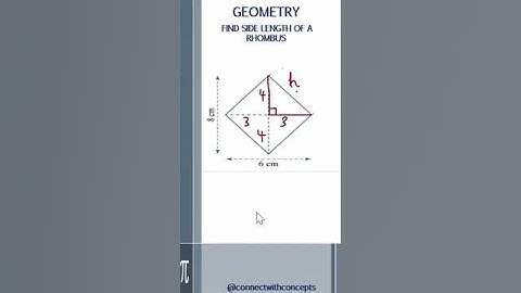 HOW TO FIND SIDE OF A RHOMBUS IF DIAGONAL LENGTHS ARE GIVEN #maths , #shorts , #geometry , #viral