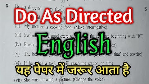 do as directed | Do as directed kaise solve kare | डू एज डायरेक्टेड कैसे हल करें | English grammar