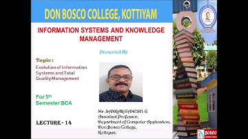 EVOLUTION OF INFORMATION SYSTEMS AND TOTAL QUALITY MANAGEMENT  (CP1542)  – BCA S5- LECTURE – 14