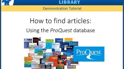 How to find articles: Using the ProQuest database (GUID102 demo)