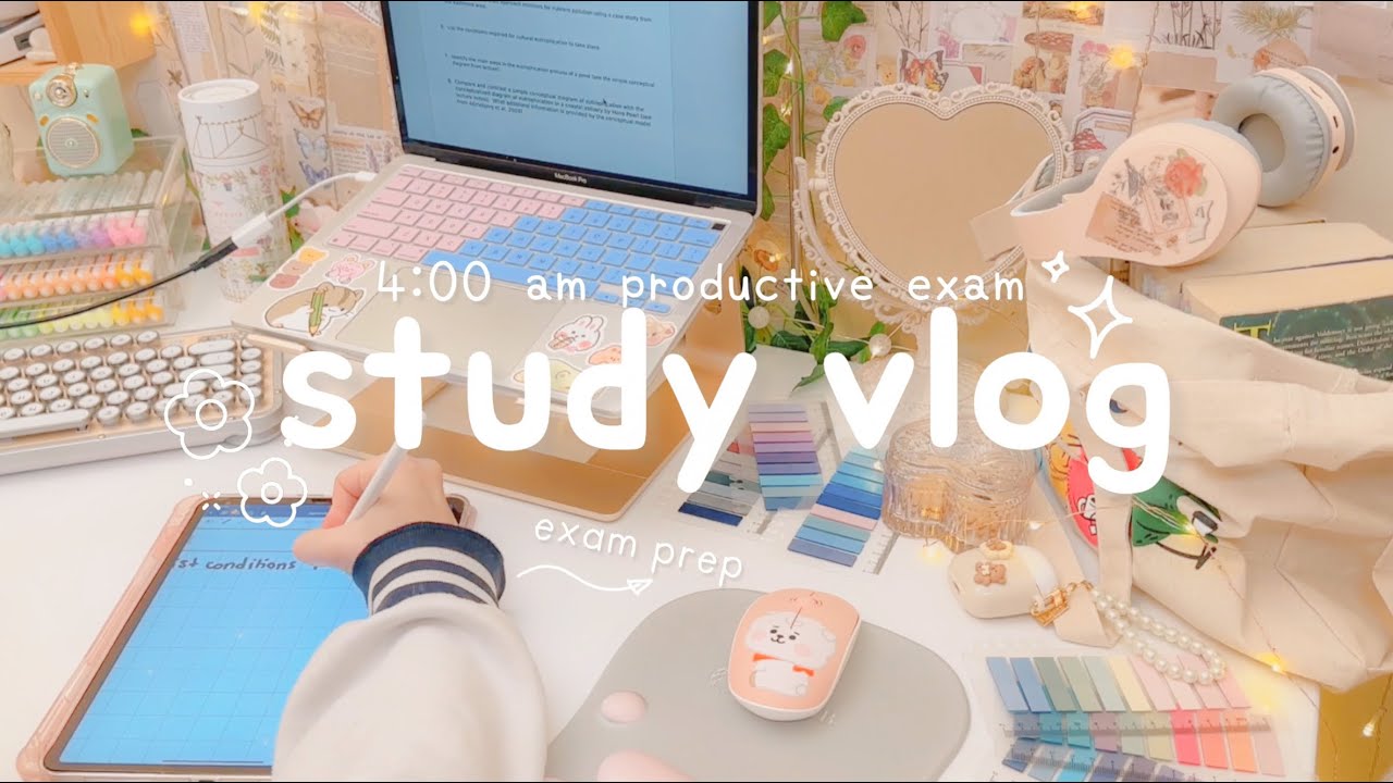 Waking up at 4 am to study for exams…🥱 study vlog 