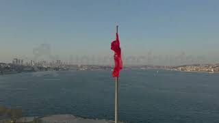 Istanbul, Haliç, Türk Bayrağı, Şehir Manzarası, Boğaz, Köprü, Drone, Flycam, Ysv Ao 4K 2344