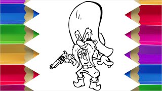 How to Draw YOSEMITE SAM Step by Step Easy Guide Tutorial | Draw Sketch Doodle - LOONEY TUNES