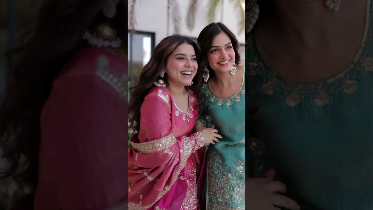 Sky Blue Embroidered Sharara Dress Set in Fendi Crush Fabric