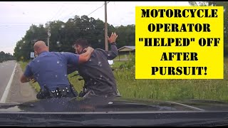 HONDA MOTORCYCLE runs from Arkansas State Police - "Helped" off bike after pursuit #chase #police screenshot 4