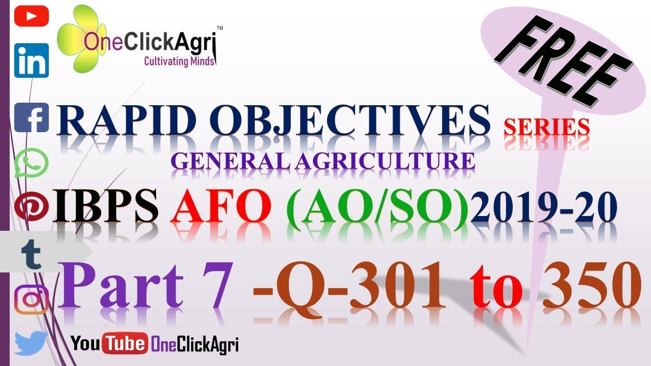 Rapid Objective series of General Agriculture for IBPS AFO (AO/SO) 2019 ...