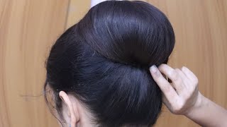 Simple hairstyle for long hair for wedding l latest bun hairstyles for indian wedding l #hairstyle