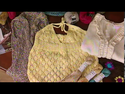 Purchase Knitting Daily TV on DVD or download individual episodes at Shop.KnittingDaily.com. On Knitting Daily TV episode 808's How To segment, expert designer Kristin Omdahl joins Eunny Jang to show off spring fashions and demonstrates crochet shaping technique. You can download free patterns for the vest and halter top seen on this episode at KnittingDailyTV.com. The garments shown here are Tahki Stacy Charles Spring 2012 collection.