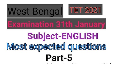 Most expected questions of English for WB primary Tet-2021 part-5 by Taufique Ansari