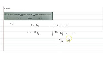 The ratio of two numbers is `3:8` and their difference is `115`, then the smaller of the two n