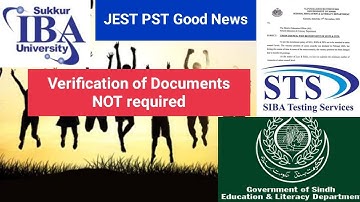 JEST PST | STS-IBA| NO Verification of Documents Required | Secretary School Education