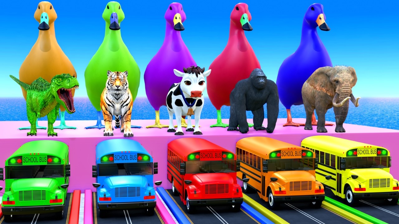 Long Slide Game With Elephant Gorilla Buffalo Hippopotamus Tiger 3d Animal Game Funny 3d Animals