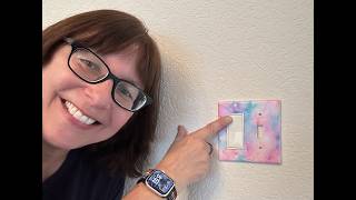 Decorative wall plate - see how easy to install! Light Switch Cover Luxury Marble Texture Pink Purpl