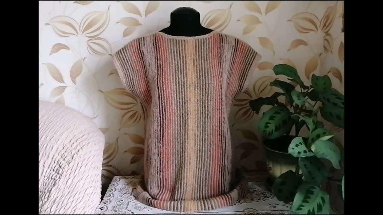 №238 Жилет поперечным вязанием платочной вязкой для начинающих.🧶Обзор  #вязание