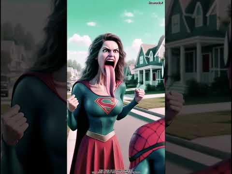 Lambi Zubaan wali supergirl ko spiderman venom aur captain America bacha payegnge #spiderman #shorts
