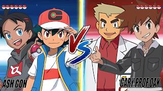 Pokémon Battle: Ash and Goh Vs Gary and Professor Oak
