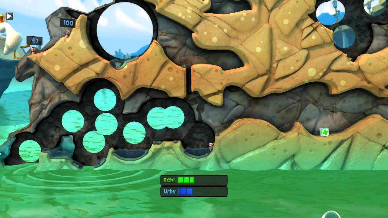 Worms Revolution Multiplayer Gameplay - Part 5: PANIC WORMS - Grey Sandy Cheese!