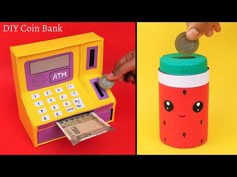 DIY 2 Coin Bank from Cardboards u0026 Plastic Container/Best out of Waste/How to make Money Storage Box