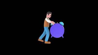 3D Cartoon Anthropologist Character Turntable | Pushing Giant Alarm Clock
