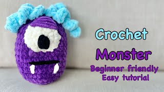 Crochet Monster/ Halloween crochet/ Amigurumi monster/ easy beginner friendly tutorial