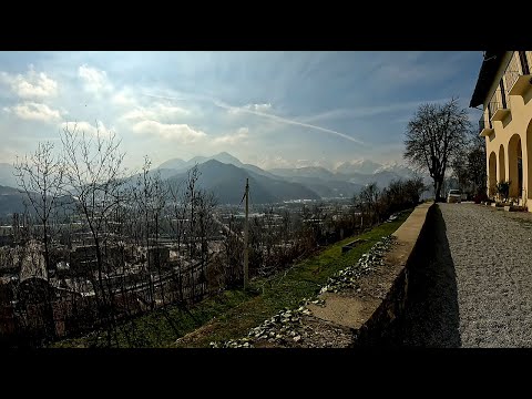 Borgo San Dalmazzo, Italy |  Walking to view the Alps & Church | Nature Sounds Walk | 4K HD