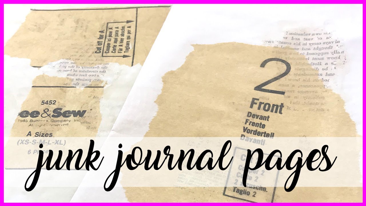 junk journal page background technique transfer book print to tea dyed paper