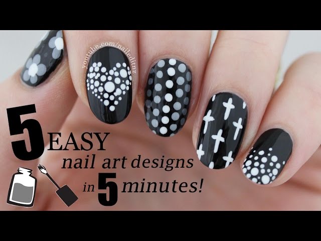 Easy Black and White Stripes and Water Marble Nail Art | Flickr