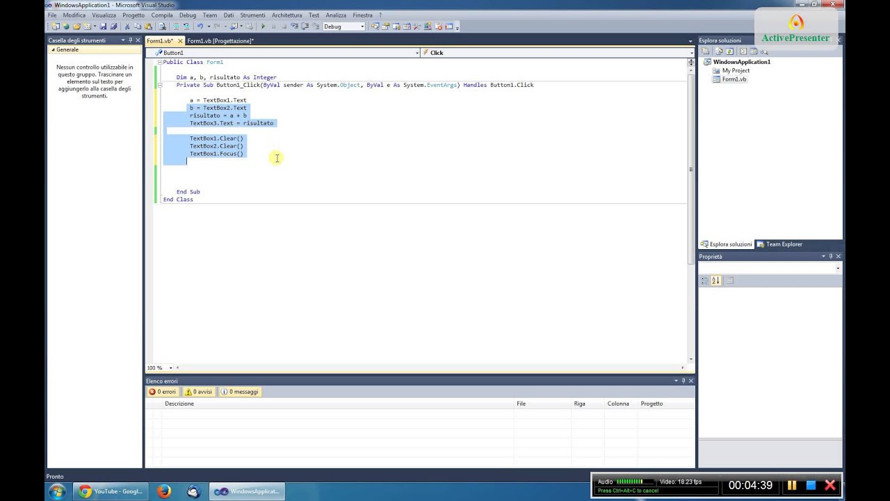 VB.net - Funzione TRY - Catch - Finally - YouTube