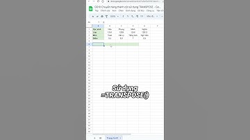 Chuyển hàng thành cột sử dụng TRANSPOSE - Google Sheets