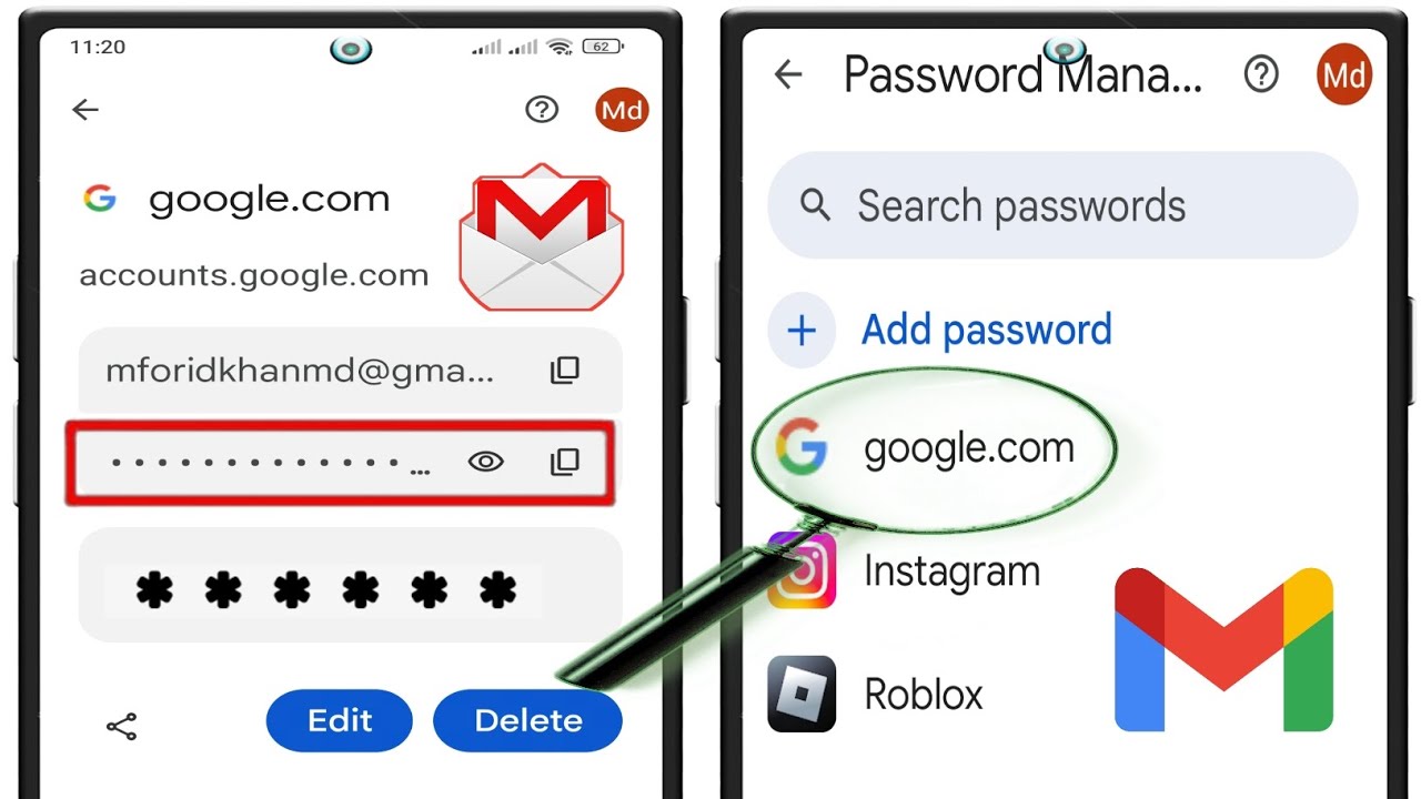 How To See Gmail id Password From mobile | Gmail id Password Account ...