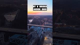 Catch the Sunset! Drone Flight Over Akron Route 8 Bridge Construction Update 🚧