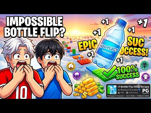 CAN WE ESCAPE THE IMPOSSIBLE BOTTLE FLIP OBBY? 😱🍾 Roblox +1 Bottle Flip Obby Escape!