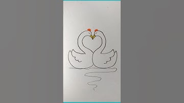 Beautiful Swan Heart Drawing ✨ | Easy Love Drawing 🦢❤️ #Shorts