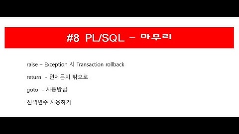 #8 Oracle PL/SQL  마무리 | Tips - raise 와 트랜잭션 , return 명령어 , goto 구문 , 전역변수