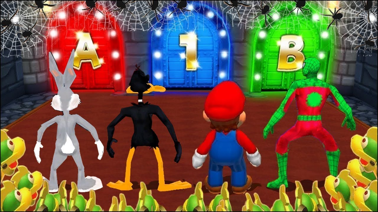 Mario Party 9 MiniGames Bugs Bunny Vs Daffy Duck Vs Mario Vs Spider Man (Master Difficulty)